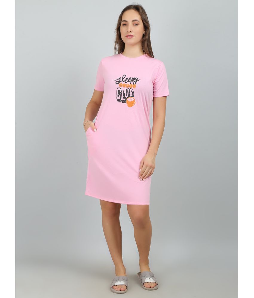     			MEGASKA - Pink Cotton Women's Nightwear Night T-Shirt ( Pack of 1 )