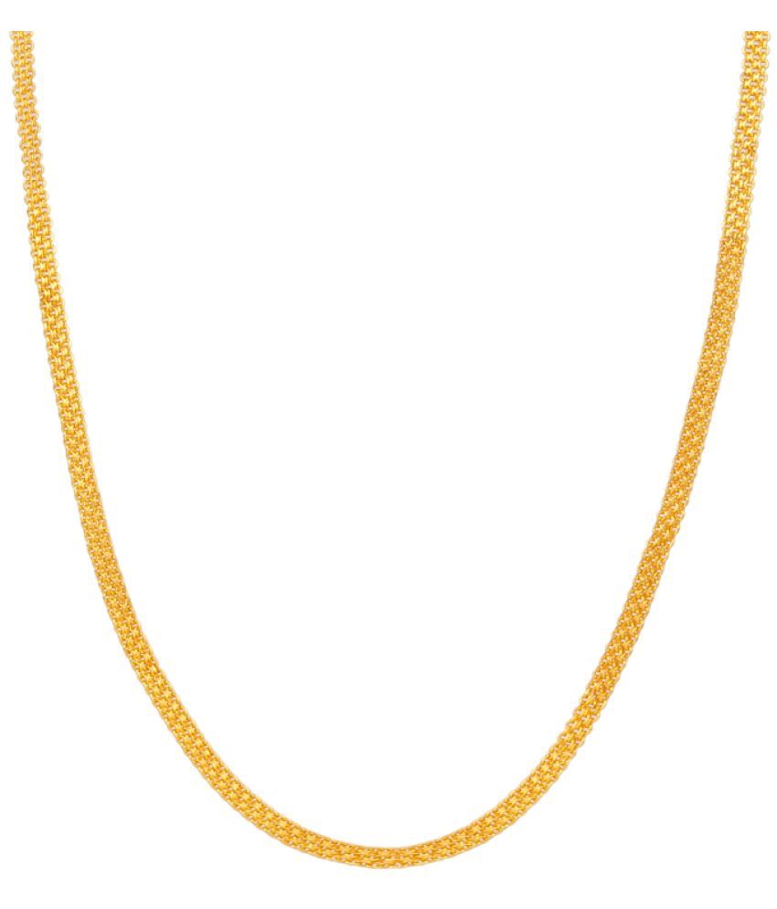    			Style Smith Gold Plated Brass Thin Interlink Criss Cross Neck Golden Chain For Men Boys Women