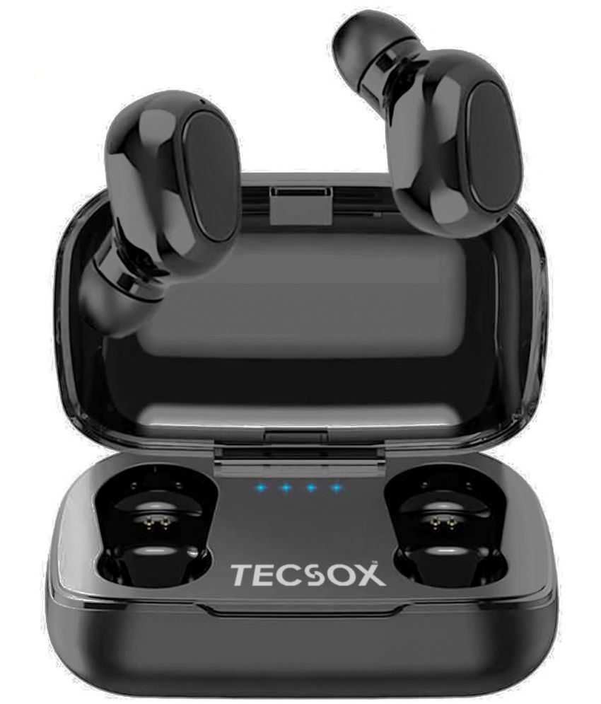     			Tecsox MiniPod Airbuds 16 Hr Bluetooth True Wireless Earbuds In Ear Powerfull Bass TWS Black