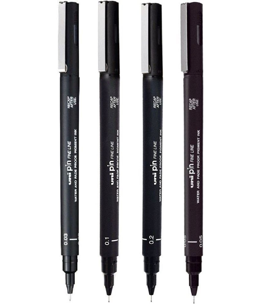     			Uni-Ball Pin-200A Fine Line Markers Combo Pack (0.3,0.5,0.1,0.2) (Set Of 4, Black)