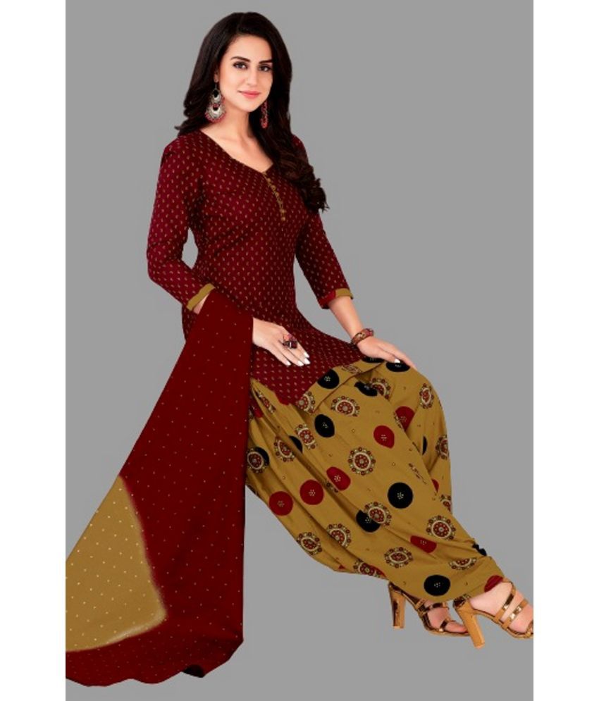     			shree jeenmata collection - Red A-line Cotton Women's Stitched Salwar Suit ( Pack of 1 )
