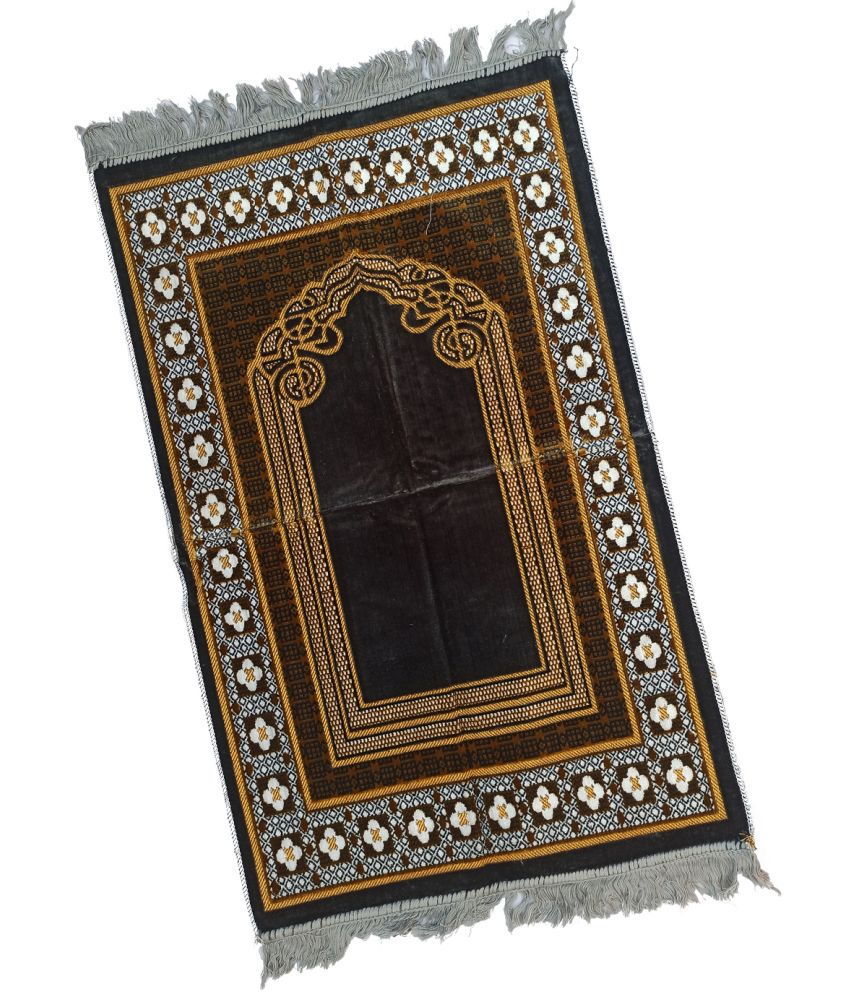     			ADIRNY Black Single Velvet Prayer Mat ( 110 X 70 cm )