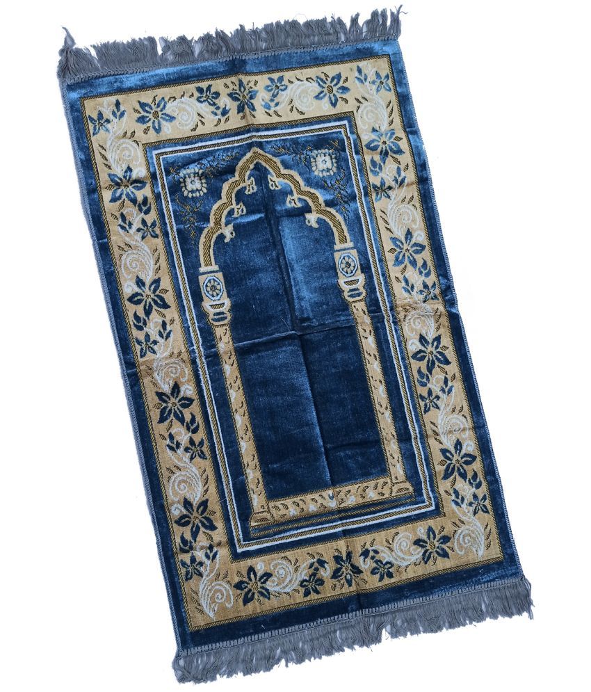     			ADIRNY Blue Single Velvet Prayer Mat ( 110 X 70 cm )