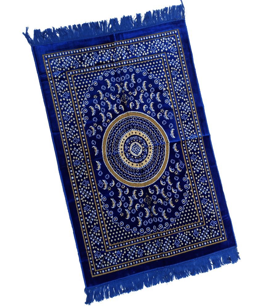     			ADIRNY Blue Single Velvet Prayer Mat ( 110 X 70 cm )