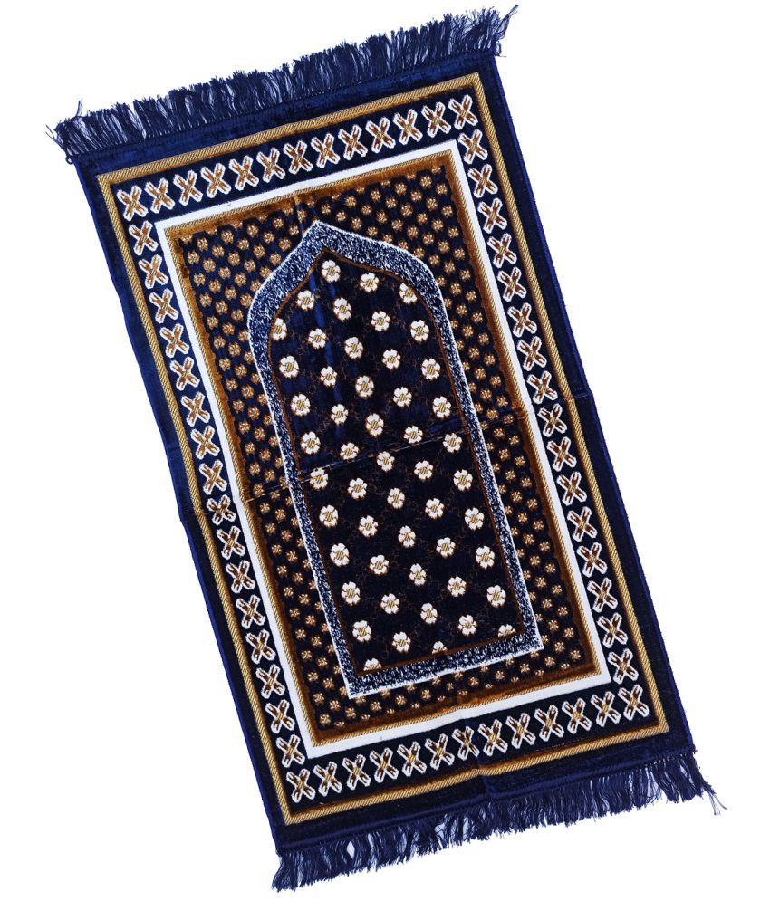     			ADIRNY Blue Single Velvet Prayer Mat ( 110 X 70 cm )