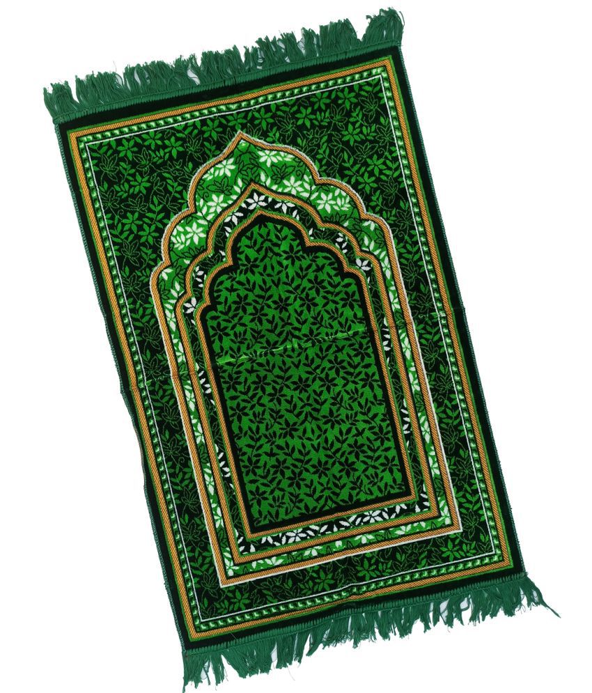     			ADIRNY Green Single Velvet Prayer Mat ( 110 X 70 cm )