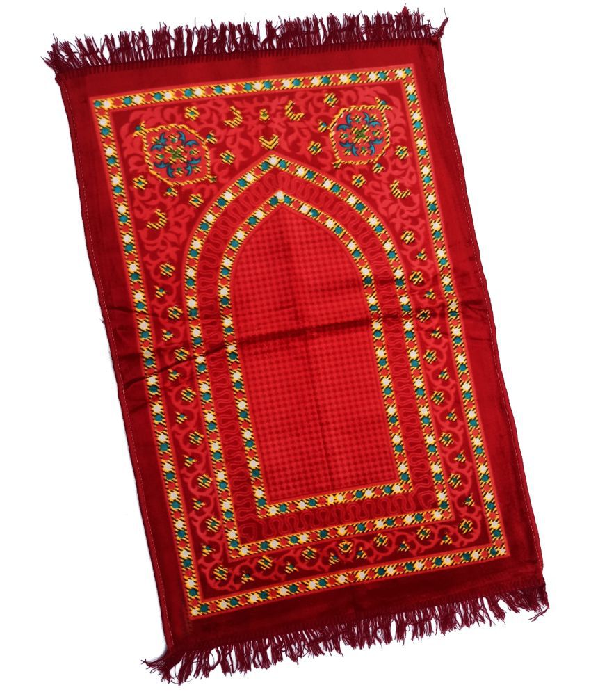     			ADIRNY Red Single Velvet Prayer Mat ( 115 X 75 cm )