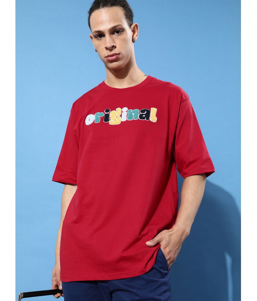     			Difference of Opinion - Red 100% Cotton Oversized Fit Men's T-Shirt ( Pack of 1 )