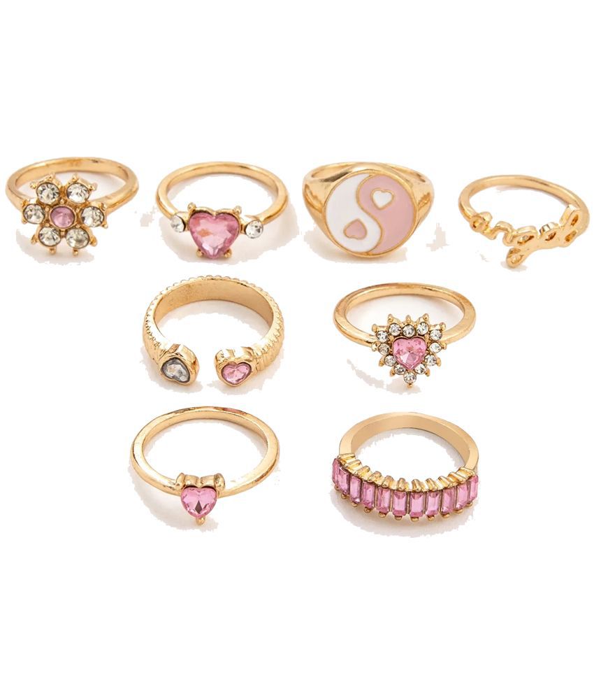     			FASHION FRILL - Golden Rings Combo ( Pack of 8 )