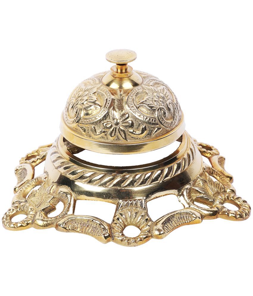     			HOMETALES - Brass Carving Desk Bell Showpiece 9 cm