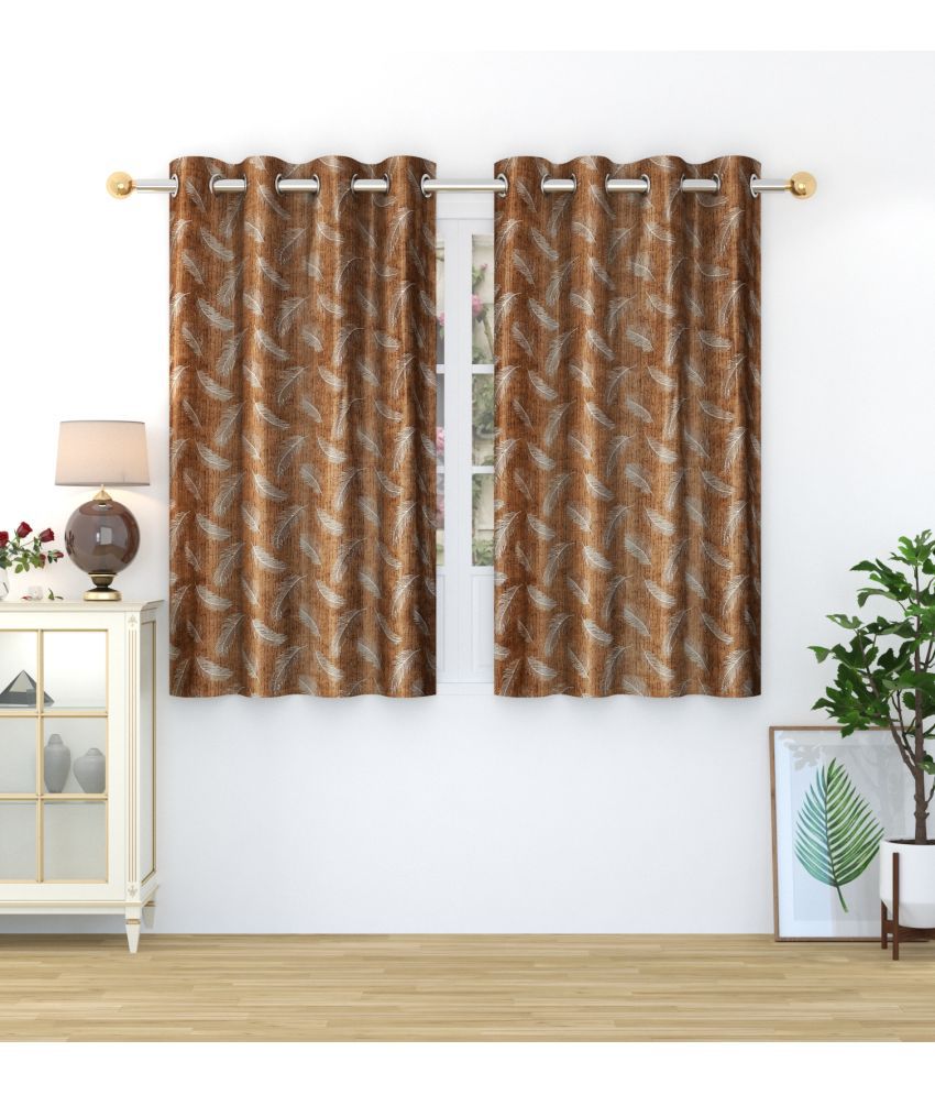     			Homefab India Printed Blackout Eyelet Window Curtain 5ft (Pack of 2) - Brown