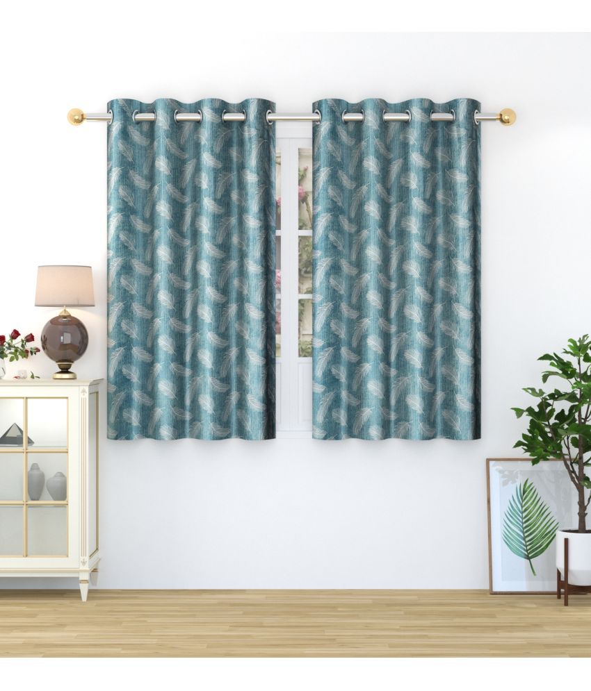     			Homefab India Printed Blackout Eyelet Window Curtain 5ft (Pack of 2) - Blue