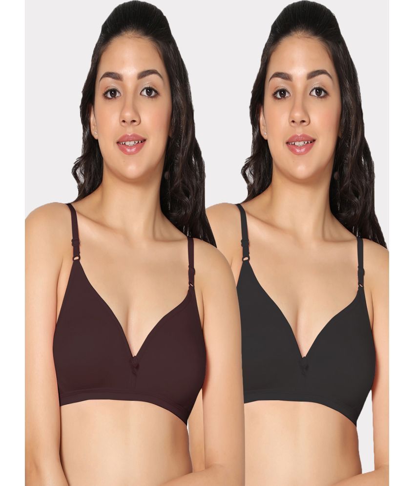     			IN CARE LINGERIE Pack of 2 Cotton Non Padded Women's T-Shirt Bra ( Multicolor )