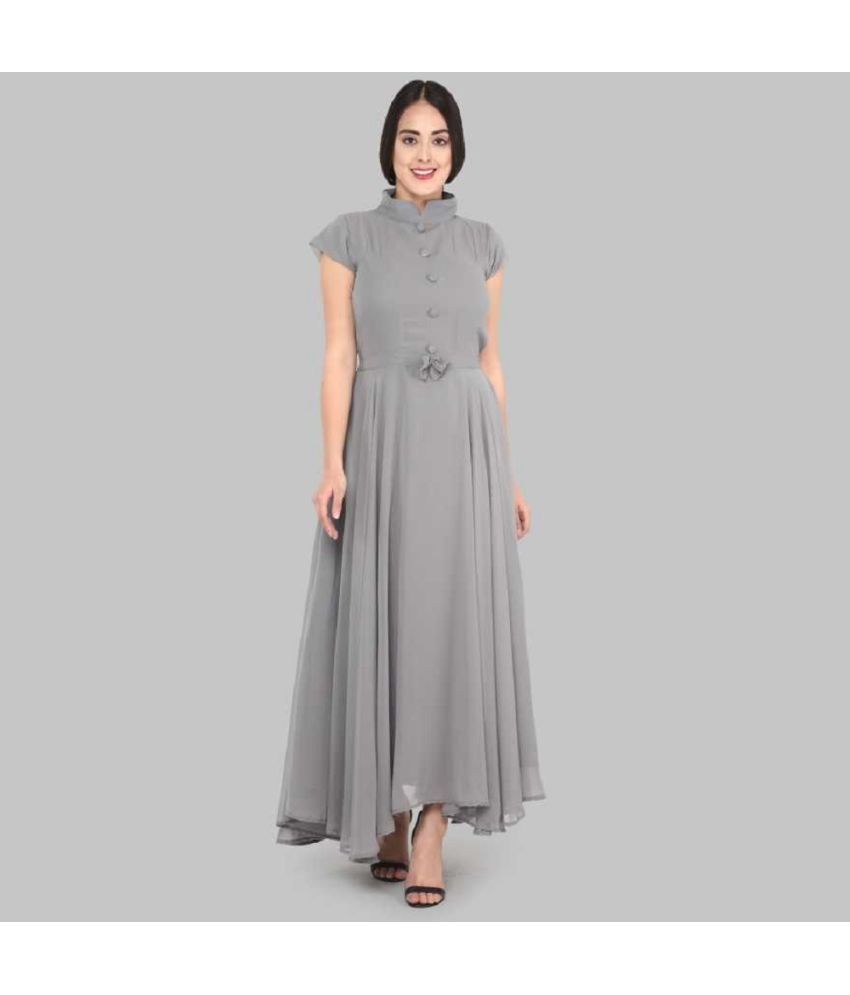     			JASH CREATION - Grey Georgette Women's Gown ( Pack of 1 )