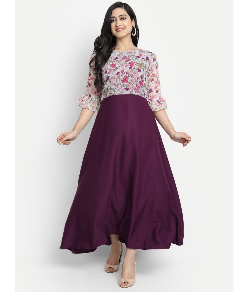     			JASH CREATION - Wine Georgette Women's Anarkali Kurti ( Pack of 1 )