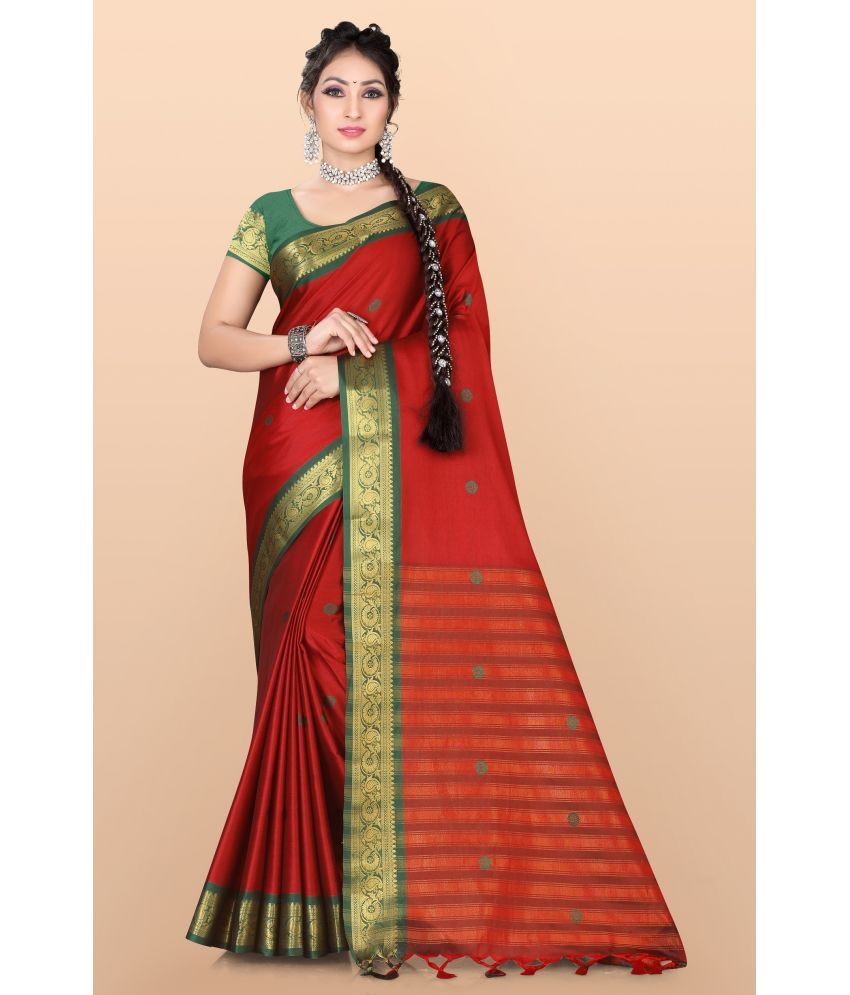     			LEELAVATI - Red Silk Saree With Blouse Piece ( Pack of 1 )