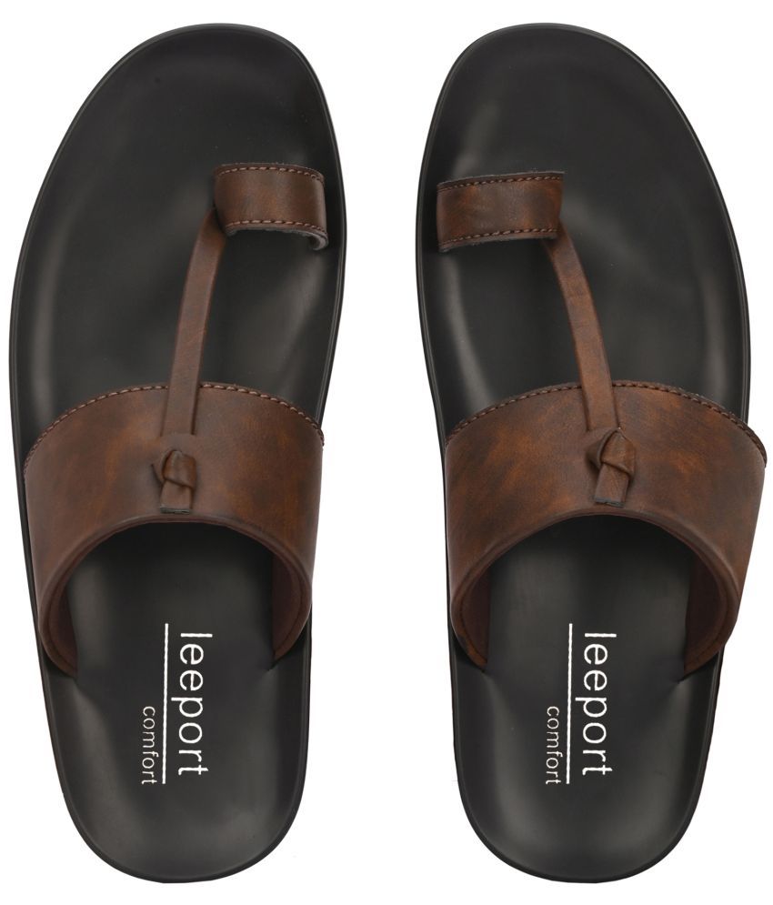     			Leeport - Brown Men's Leather Slipper