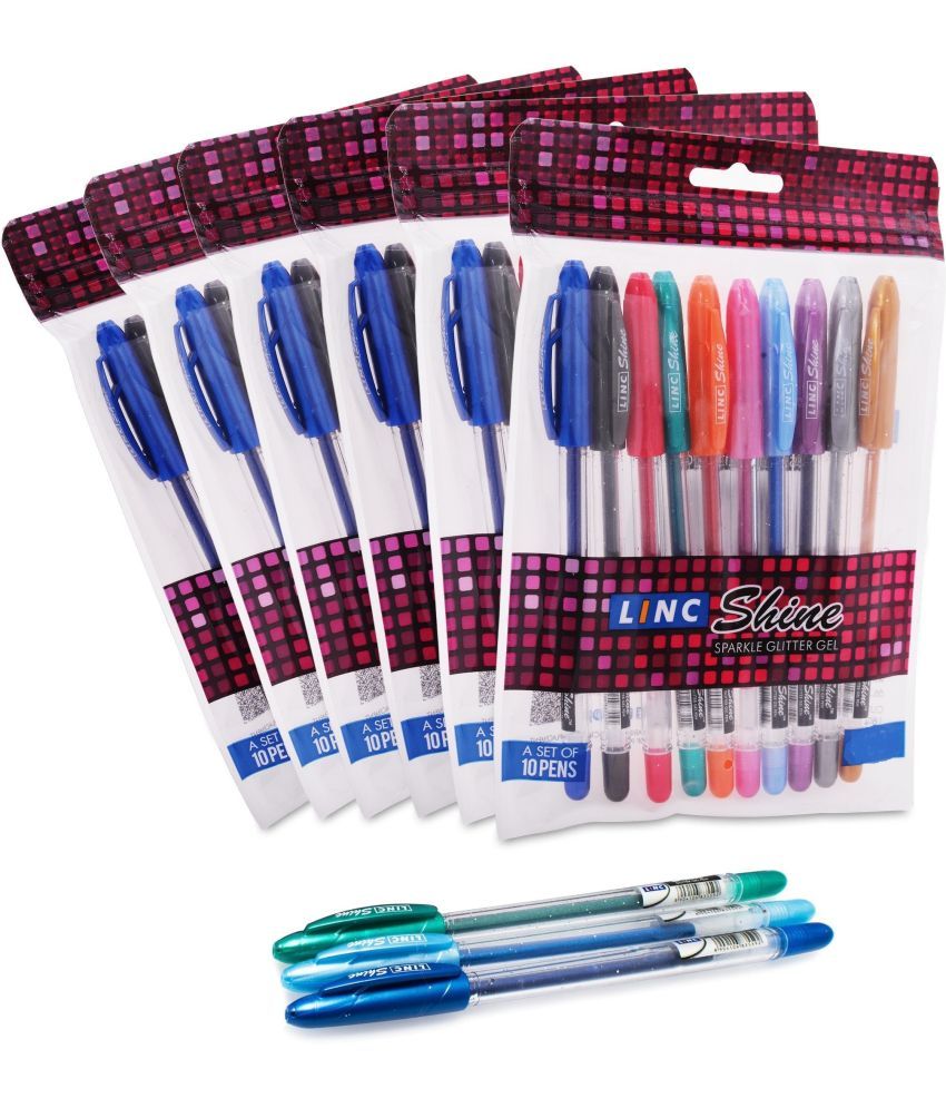     			Linc Shine Sparkle Glitter Gel Pen (0.5 mm, Multi Color, Pack of 60)