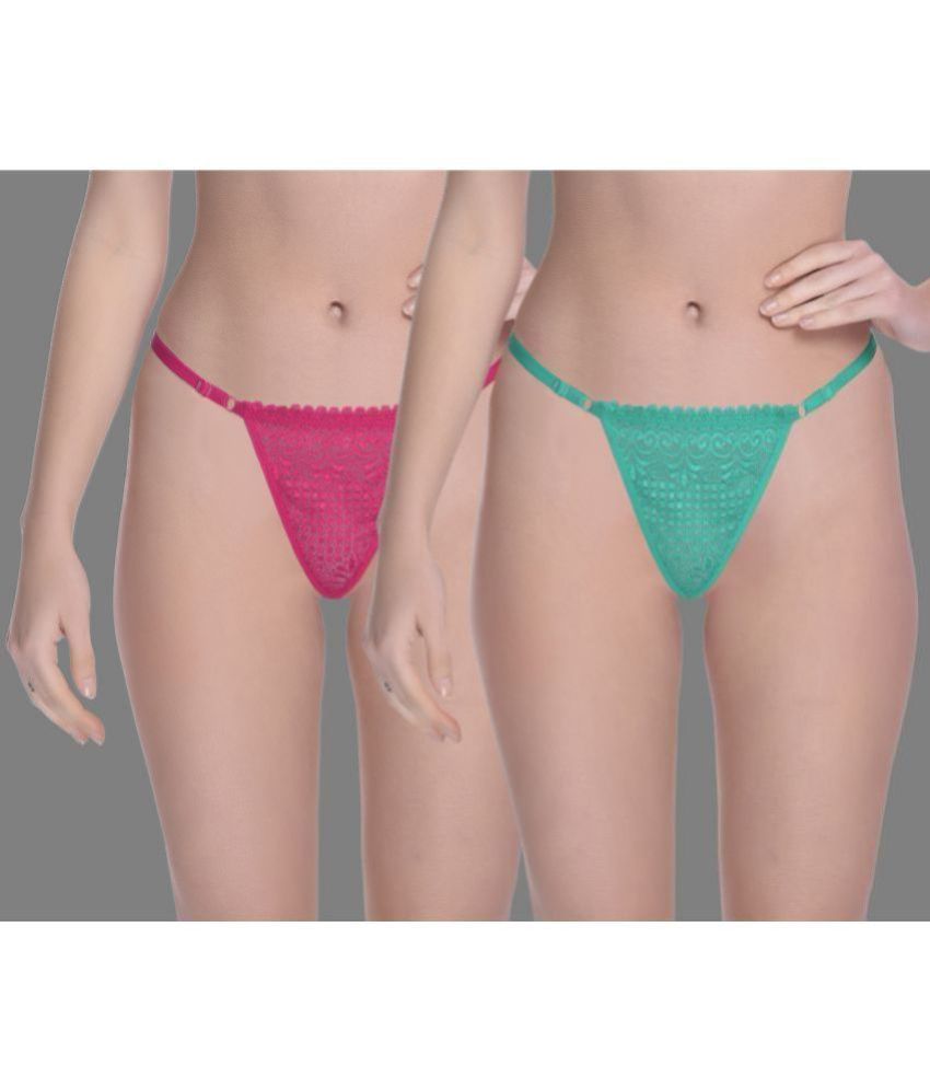     			Madam Pack of 2 Lace Self Design Women's G-Strings ( Multicolor )