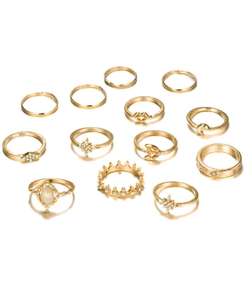     			Scintillare by Sukkhi - Gold Rings Combo ( Pack of 13 )