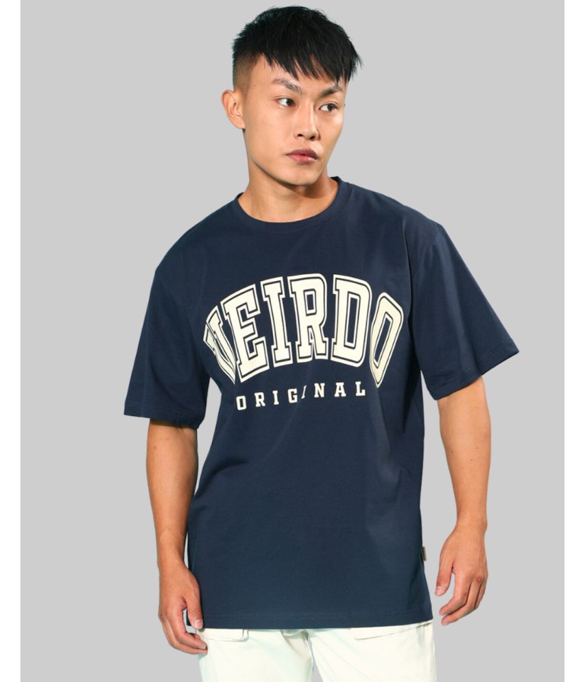    			Veirdo - Navy Cotton Oversized Fit Men's T-Shirt ( Pack of 1 )