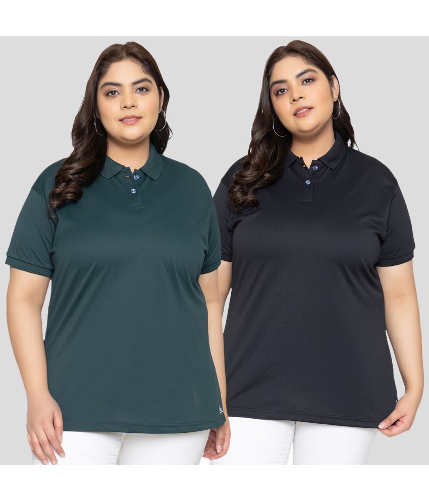     			YHA - Black Cotton Blend Regular Fit Women's T-Shirt ( Pack of 2 )