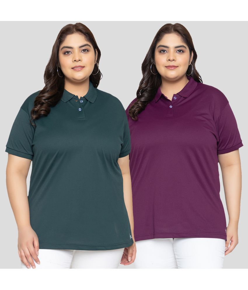     			YHA - Purple Cotton Blend Regular Fit Women's T-Shirt ( Pack of 2 )