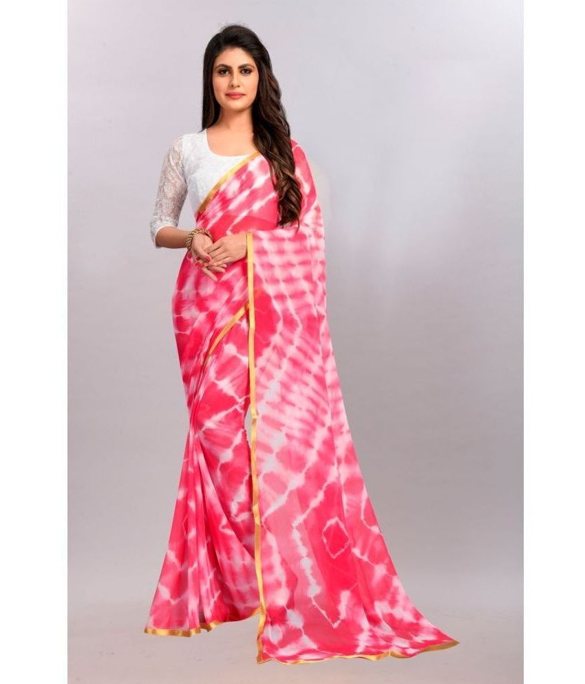     			Apnisha - Pink Chiffon Saree With Blouse Piece ( Pack of 1 )