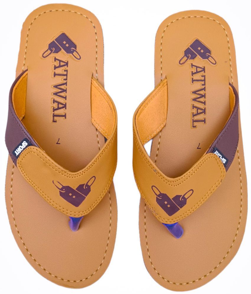     			Atwal - Tan Men's Thong Flip Flop