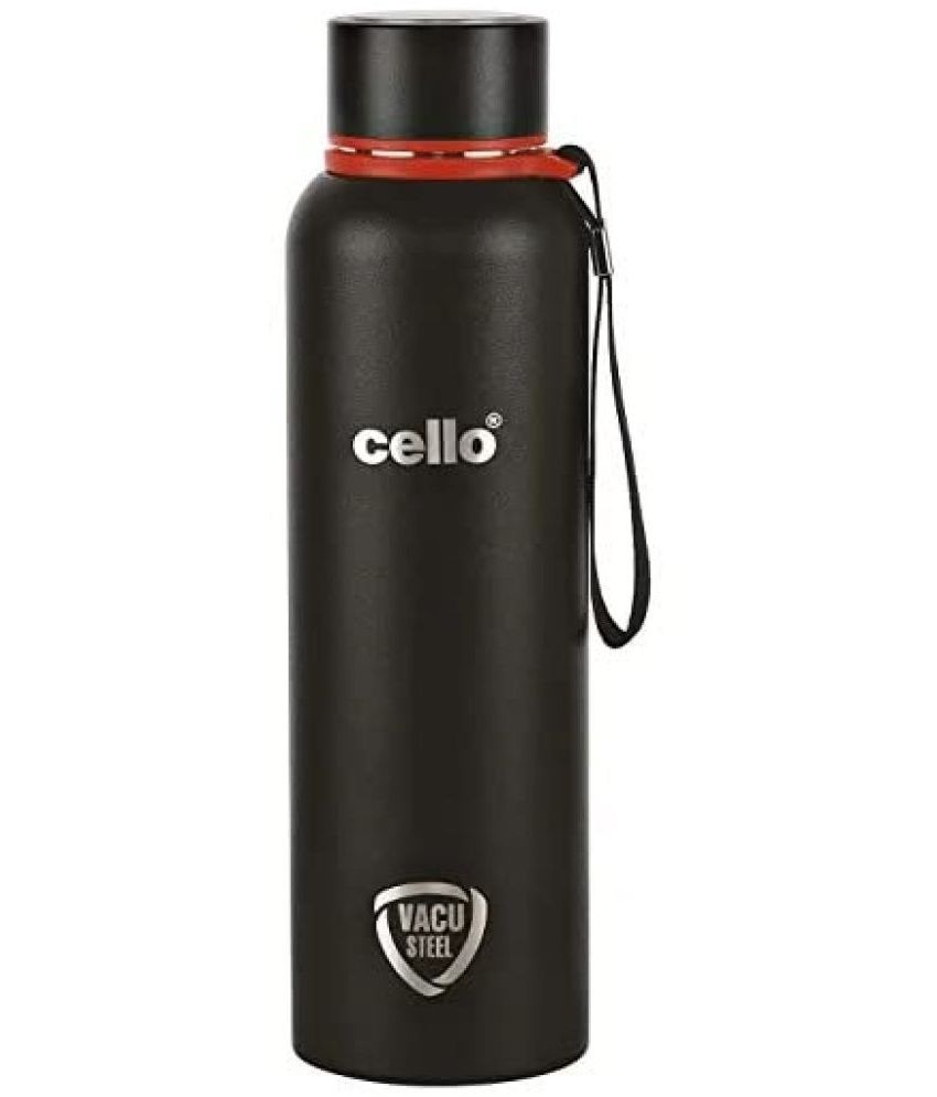     			Cello Duro Tuff Steel Series- Kent Double Walled Stainless Steel Water Bottle with Durable DTP Coating, 900ml, Black