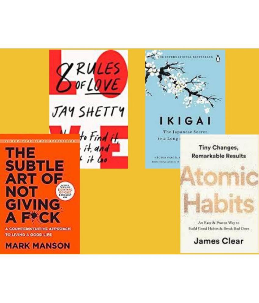     			( Combo Of 4 Books )  The Subtle Art of Not Giving a F*ck & 8 Rule Of Love & Ikigai & Atomic Habits English , Paperback , Book By Mark Manson & Jay Shetty & Garcia Hector & James Clear - 2023