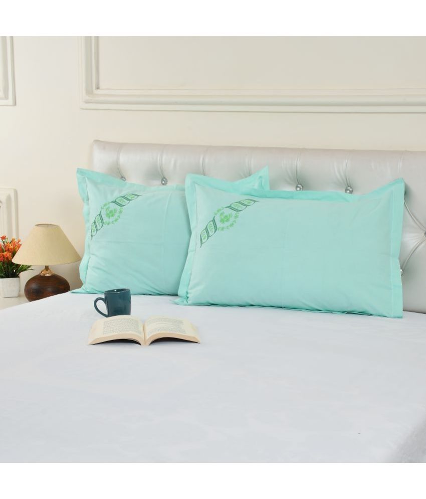     			HOMETALES - Pack of 2 Cotton Solid Regular Pillow Cover ( 68.58 cm(27) x 43.18 cm(17) ) - Aqua