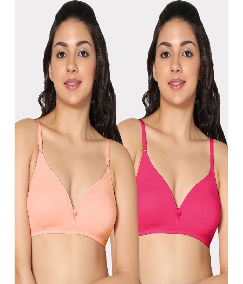     			IN CARE LINGERIE Pack of 2 Cotton Non Padded Women's T-Shirt Bra ( Multicolor )