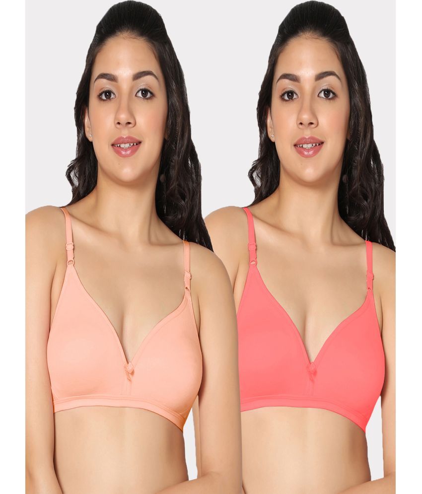     			IN CARE LINGERIE Pack of 2 Cotton Non Padded Women's T-Shirt Bra ( Multicolor )