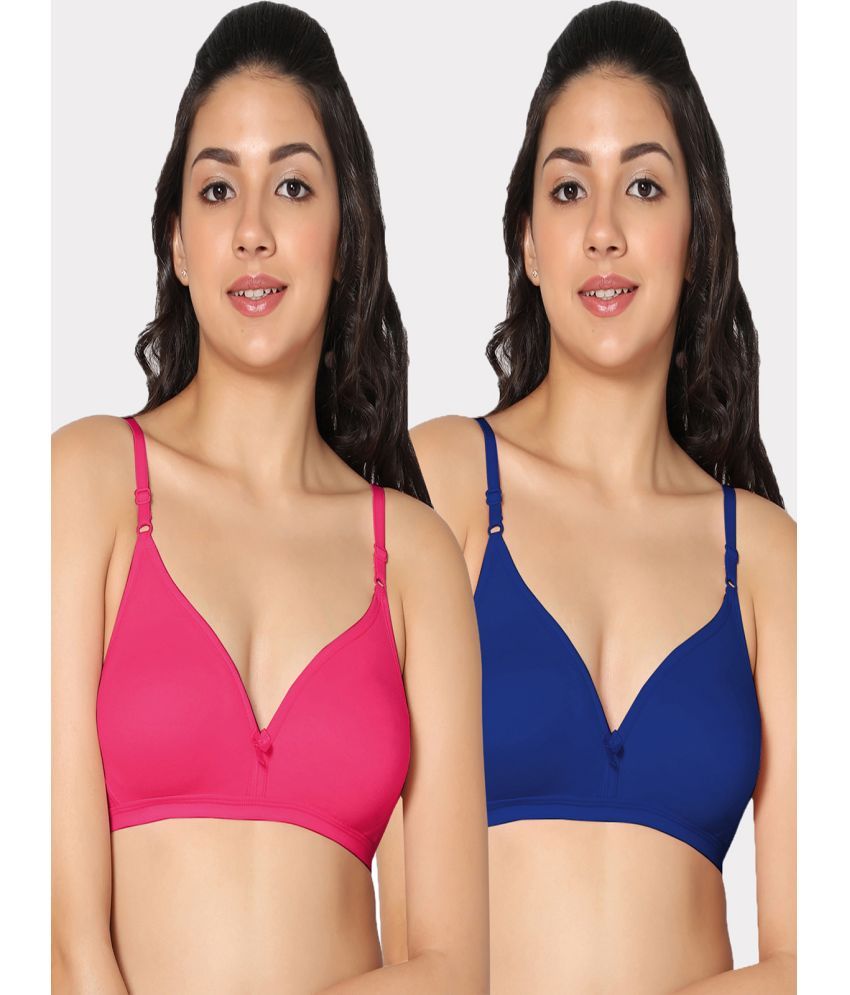     			IN CARE LINGERIE Pack of 2 Cotton Non Padded Women's T-Shirt Bra ( Multicolor )