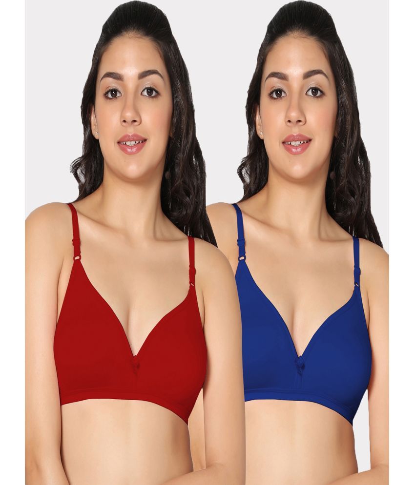     			IN CARE LINGERIE Pack of 2 Cotton Non Padded Women's T-Shirt Bra ( Multicolor )