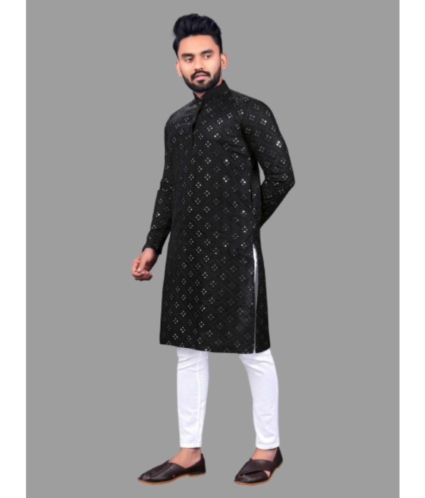     			JASH CREATION - Black Cotton Men's Regular Kurta ( Pack of 1 )