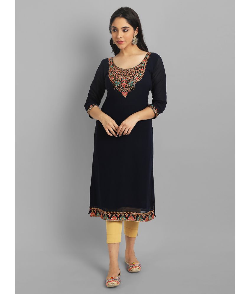     			JASH CREATION - Black Georgette Women's A-line Kurti ( Pack of 1 )