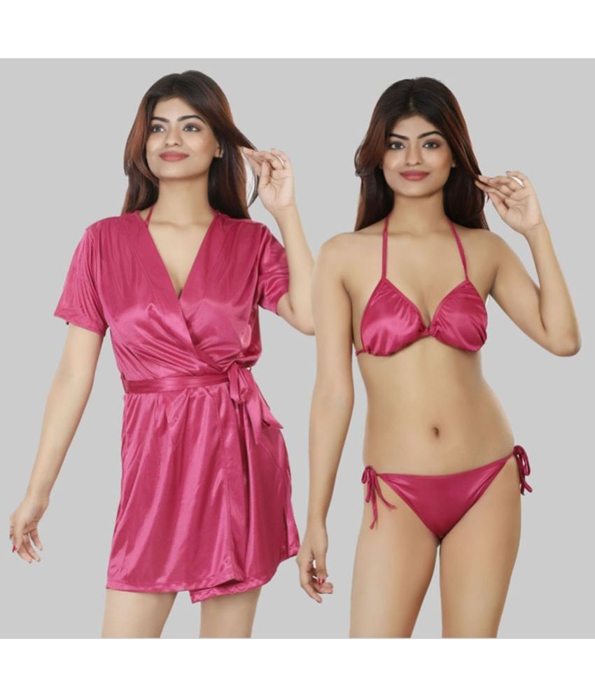     			NIVCY - Pink Satin Women's Nightwear Robes ( Pack of 2 )