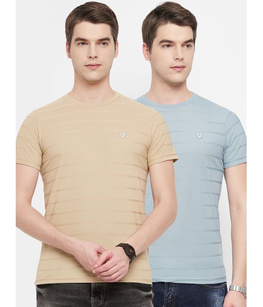     			OGEN - Beige Cotton Blend Regular Fit Men's T-Shirt ( Pack of 2 )