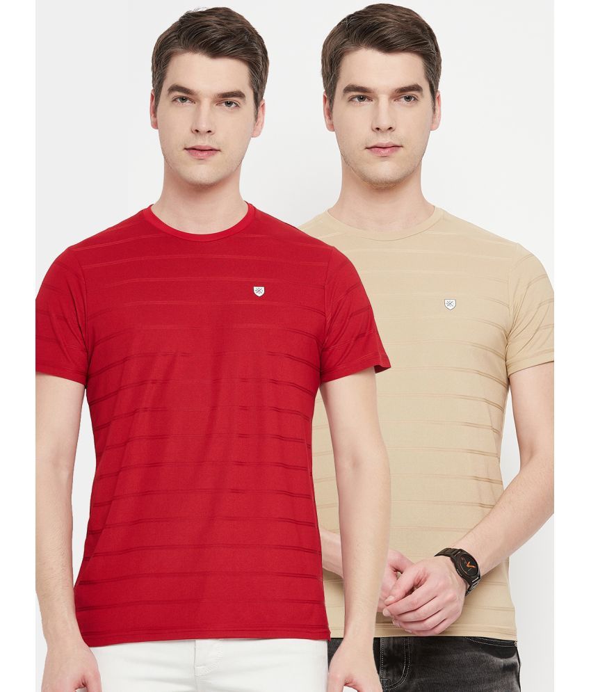     			OGEN - Maroon Cotton Blend Regular Fit Men's T-Shirt ( Pack of 2 )