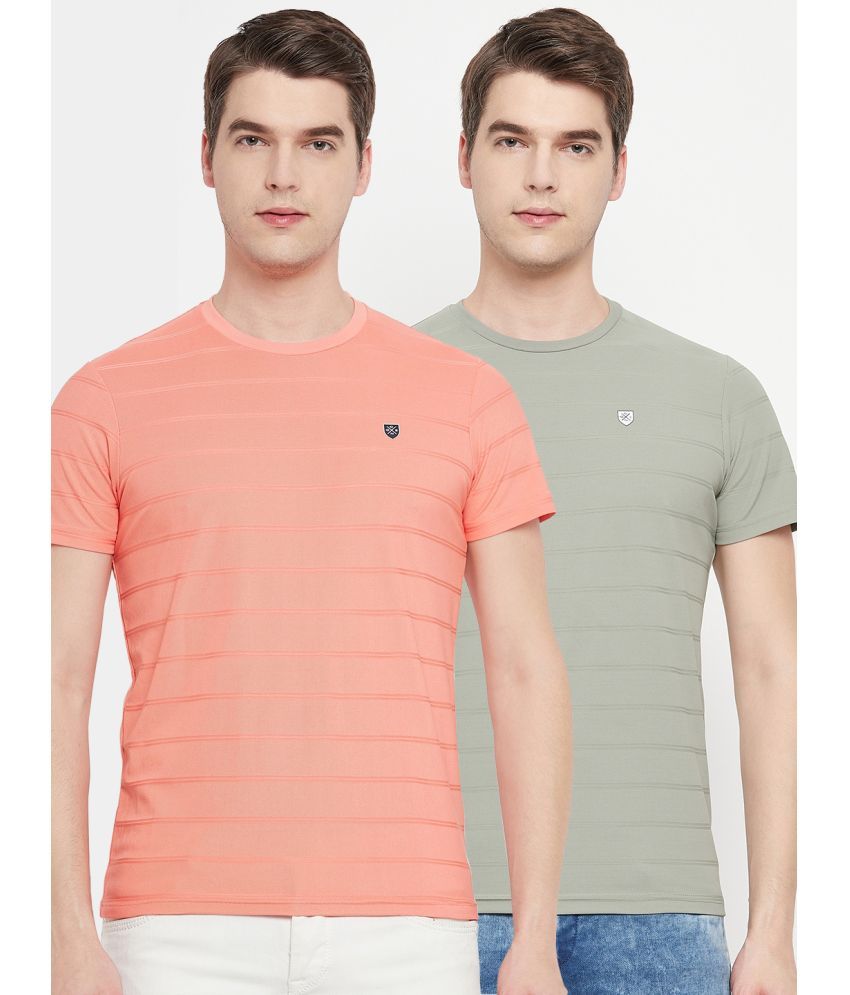     			OGEN - Peach Cotton Blend Regular Fit Men's T-Shirt ( Pack of 2 )