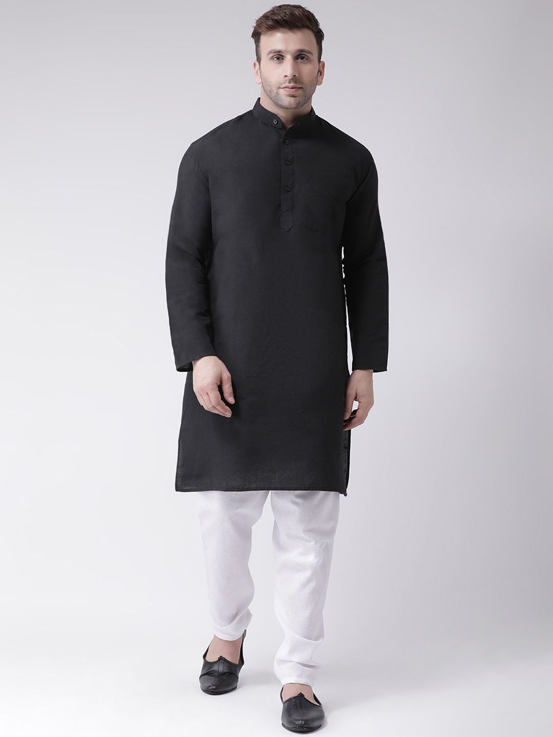     			RIAG - Black Cotton Men's Regular Kurta ( Pack of 1 )