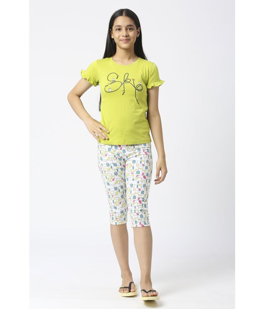     			Sini Mini - Light Green Cotton Girls Top With Capris ( Pack of 1 )