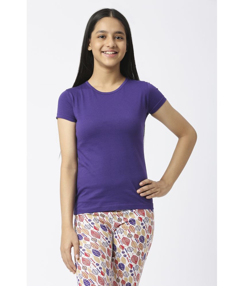     			Sini Mini - Purple 100% Cotton Girls T-Shirt ( Pack of 1 )