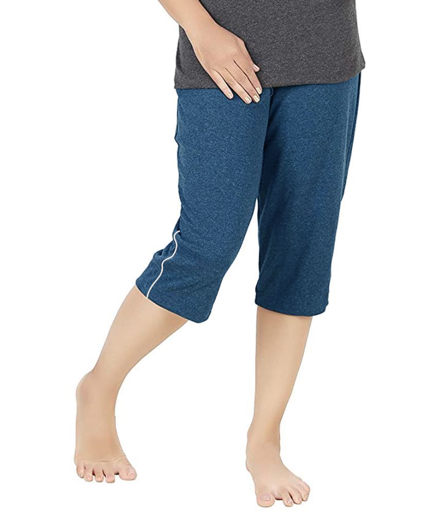     			Stylcozy Multicolor Cotton Blend Solid Capri - Single