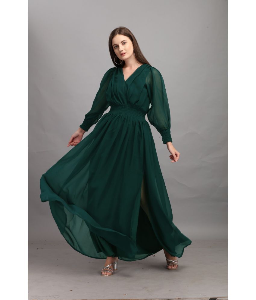     			Vastanienterprise - Green Georgette Women's Gown ( Pack of 1 )
