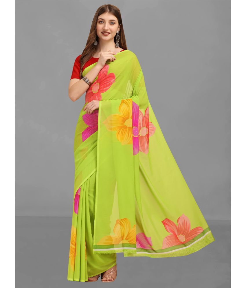     			Vichitro - Green Georgette Saree With Blouse Piece ( Pack of 1 )