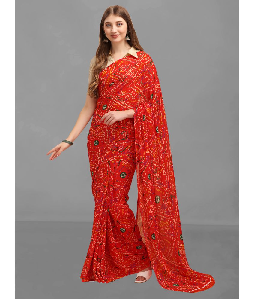     			Vichitro - Red Georgette Saree With Blouse Piece ( Pack of 1 )