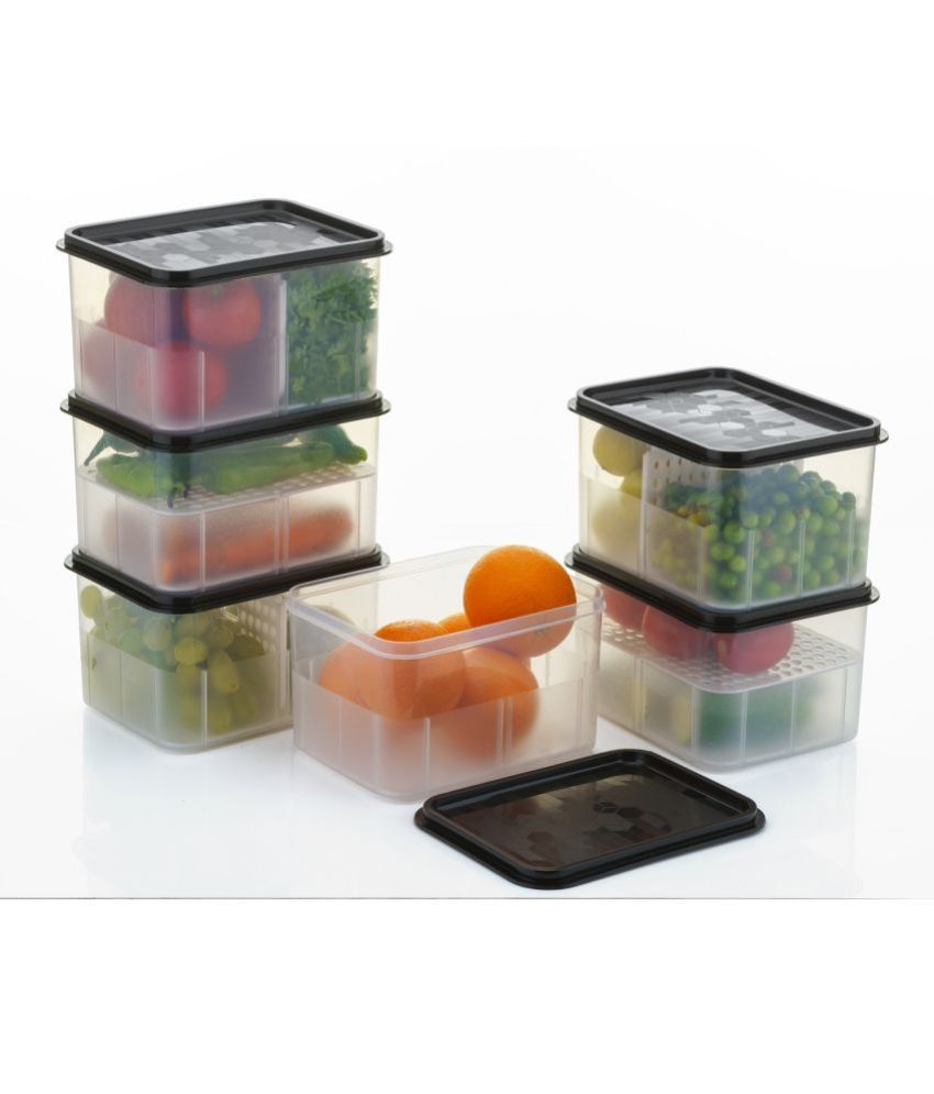     			iview kitchenware - Fruit/Food/Vegetable Plastic Black Utility Container ( Set of 6 )
